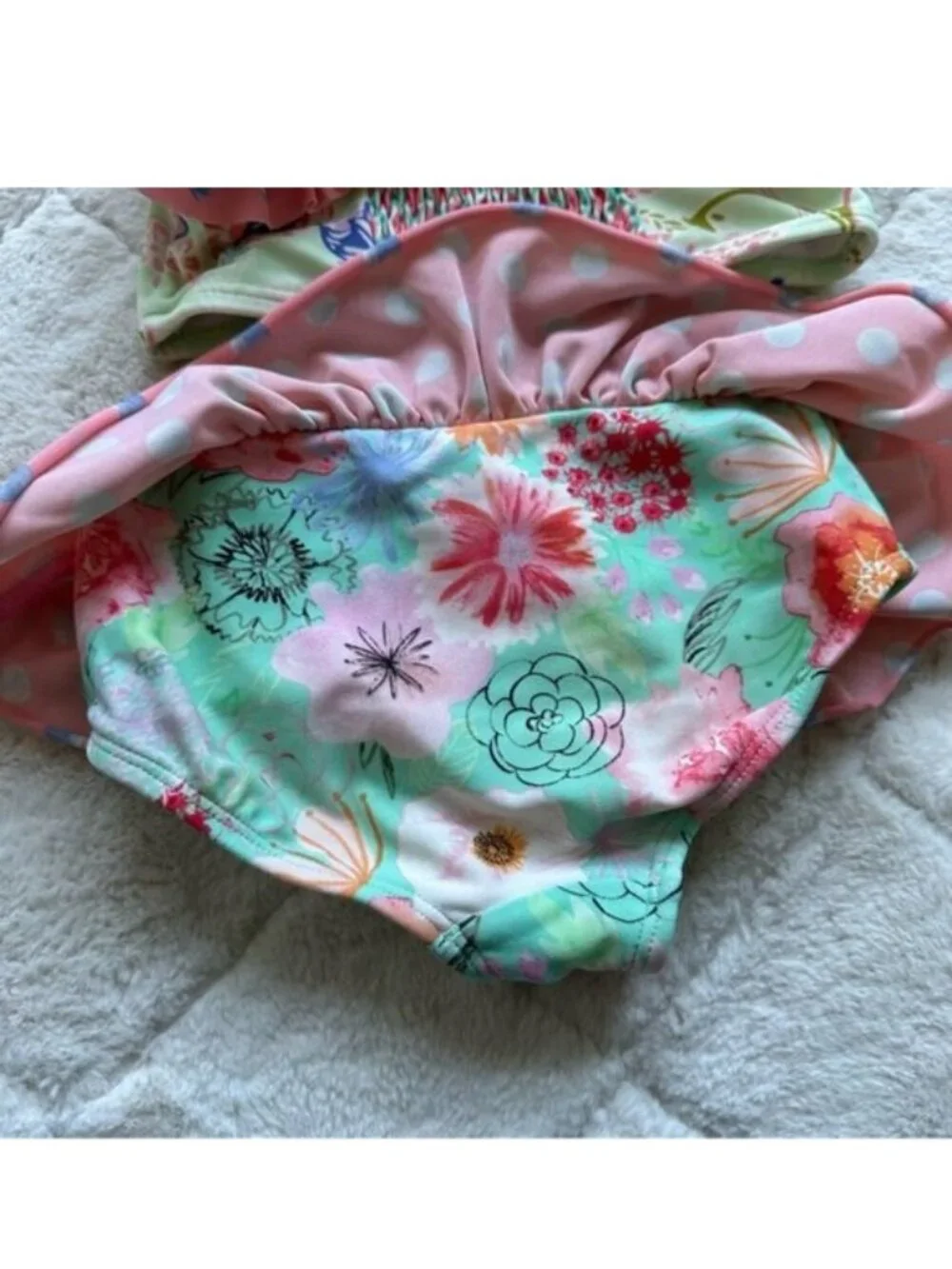 Matilda Jane | Aqua & Pink Floral Cannonball & Seashells Bikini Set | Size 4